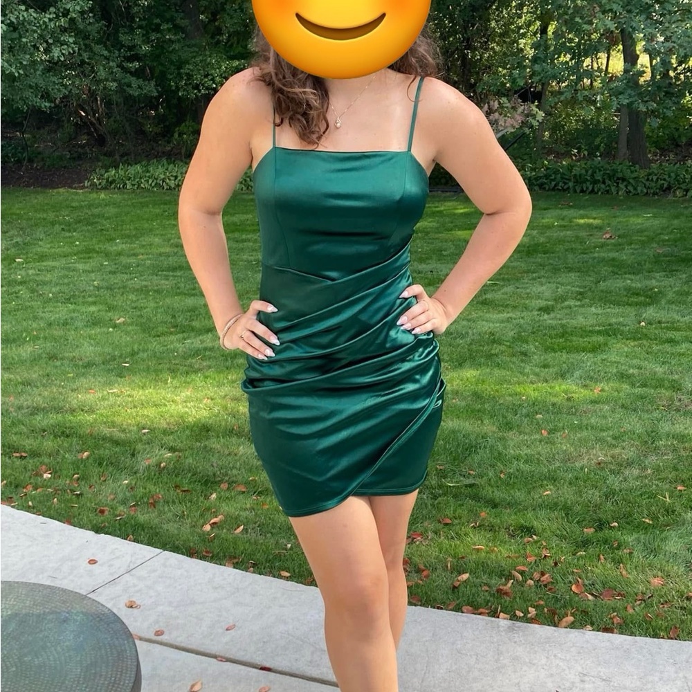 Chic Satin Mini Dress in Emerald